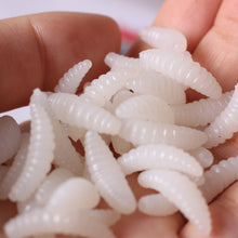 Load image into Gallery viewer, Anmuka Brand Promotion!! HOT SELL!! 50PCS 2cm 0.3g maggot Grub Soft Lure Baits smell Worms Glow Shrimps Fishing Lures 21001-50