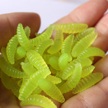 Load image into Gallery viewer, Anmuka Brand Promotion!! HOT SELL!! 50PCS 2cm 0.3g maggot Grub Soft Lure Baits smell Worms Glow Shrimps Fishing Lures 21001-50