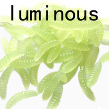 Load image into Gallery viewer, Anmuka Brand Promotion!! HOT SELL!! 50PCS 2cm 0.3g maggot Grub Soft Lure Baits smell Worms Glow Shrimps Fishing Lures 21001-50