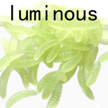 Load image into Gallery viewer, Anmuka Brand Promotion!! HOT SELL!! 50PCS 2cm 0.3g maggot Grub Soft Lure Baits smell Worms Glow Shrimps Fishing Lures 21001-50