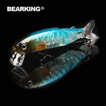 Load image into Gallery viewer, Bearking 2016good fishing lure minnow quality professional bait 11.3cm 13.7g swim bait jointed bait equipped black or white hook