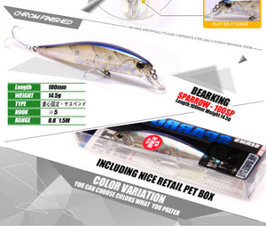 Bearking A+ 2017 hot model fishing lures hard bait 7color for choose 10cm 15g minnow,quality professional minnow depth0.8-1.5m