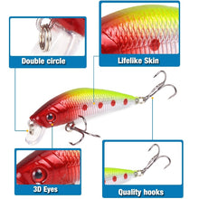 Load image into Gallery viewer, SEAPESCA Minnow Fishing Lure 70mm 8g 3D Eyes Crankbait Wobblers Artificial Plastic Hard Bait peche Fishing Tackle JK9